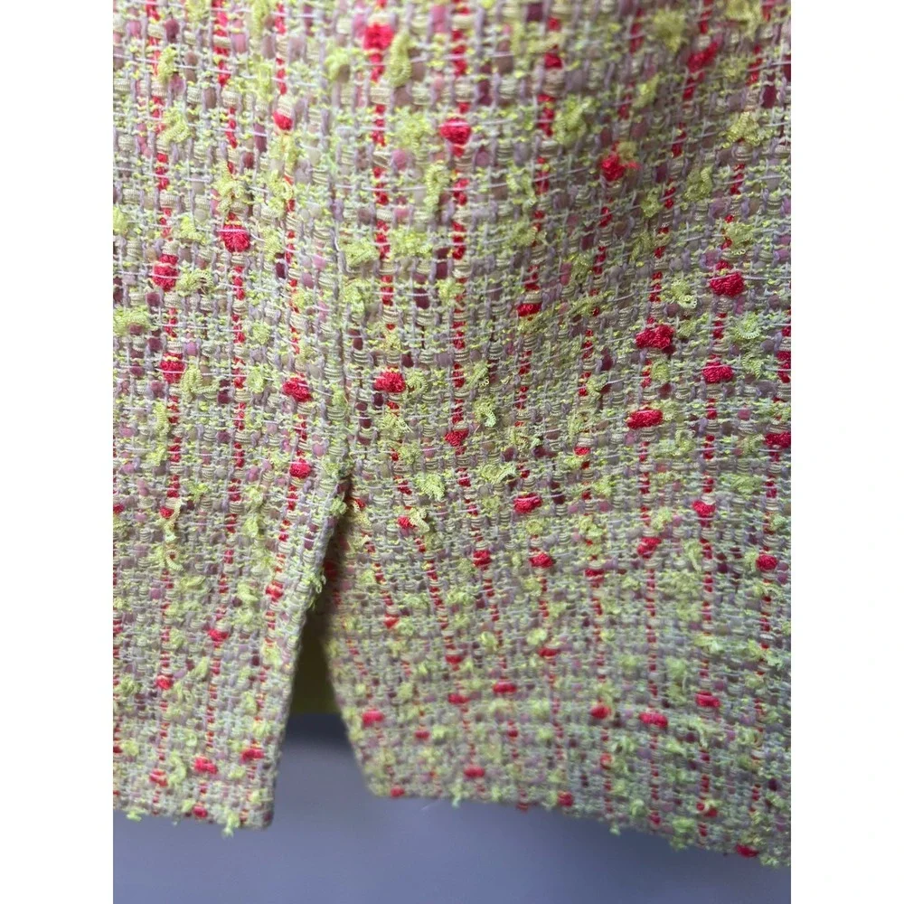 J. Crew Tweed Pencil Skirt Yellow Textured Knee Length Back Vent Lined Size 6